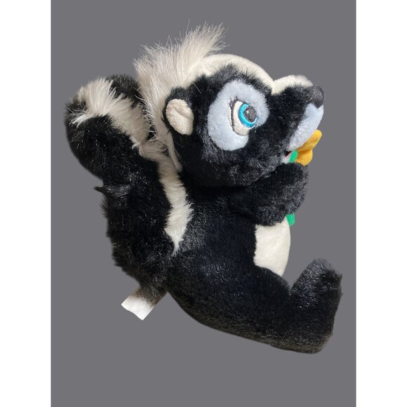 Disney Store Flower the Skunk Plush Toy w/ Flower 9" Black White Stuffed Animal - Picture 5 of 12